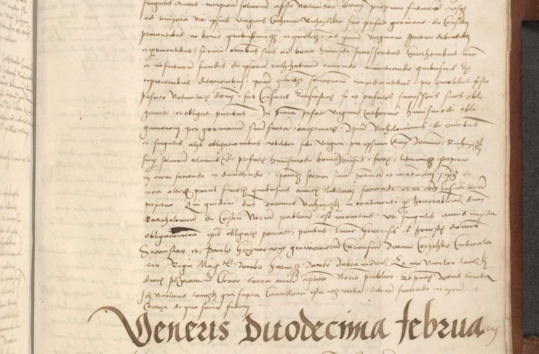 Zdjęcie nr 413 dla obiektu archiwalnego: [Acta] obligationum coram reverendo patre domino Thoma Rosnowsky canonico et offi[ciali C]racoviensi generali [a]d annum Domini 1514, [ind]itione secunda, pontificatus sanctissimi in Christo patris domini nostro domini Leonis divina providencia pape decimi moderni. Anno sue sanctitatis aduc ad 19 Marcii [...] primo secundis fatibus et felici sidere suum per manu Bronislaidis telluris Ursonici recipiunt et dii faveant ceptis