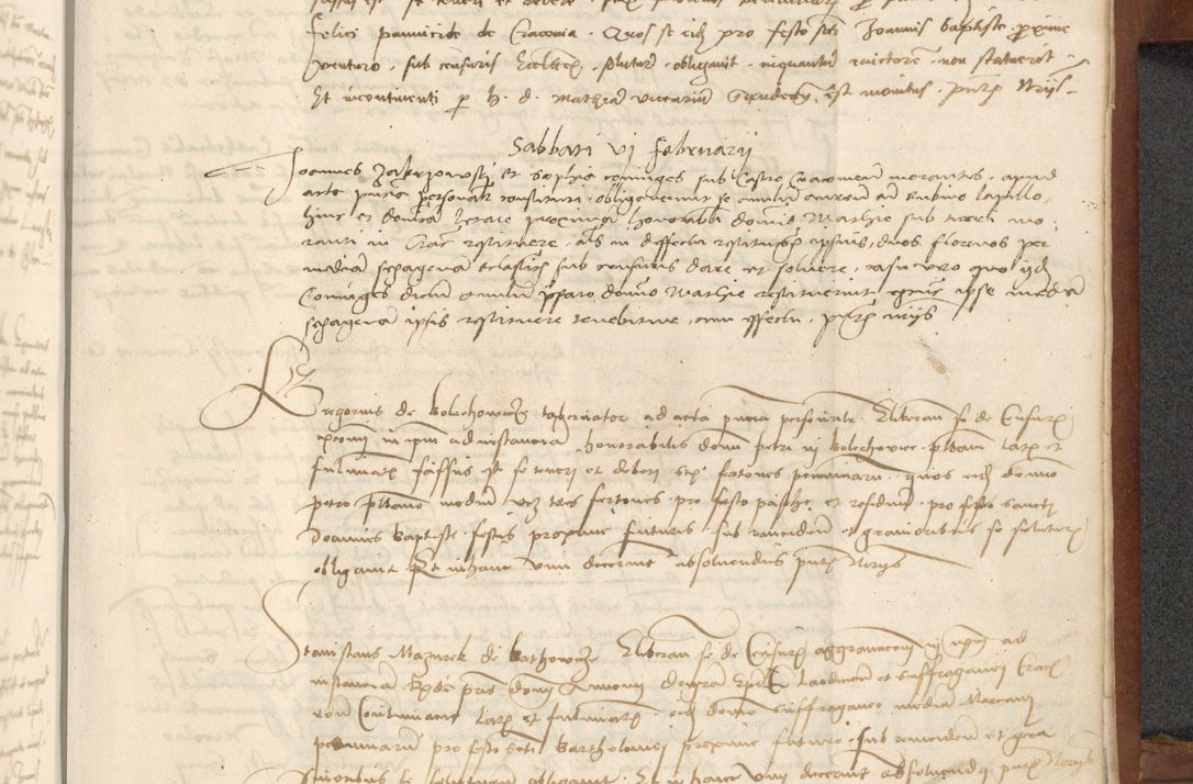 Zdjęcie nr 411 dla obiektu archiwalnego: [Acta] obligationum coram reverendo patre domino Thoma Rosnowsky canonico et offi[ciali C]racoviensi generali [a]d annum Domini 1514, [ind]itione secunda, pontificatus sanctissimi in Christo patris domini nostro domini Leonis divina providencia pape decimi moderni. Anno sue sanctitatis aduc ad 19 Marcii [...] primo secundis fatibus et felici sidere suum per manu Bronislaidis telluris Ursonici recipiunt et dii faveant ceptis