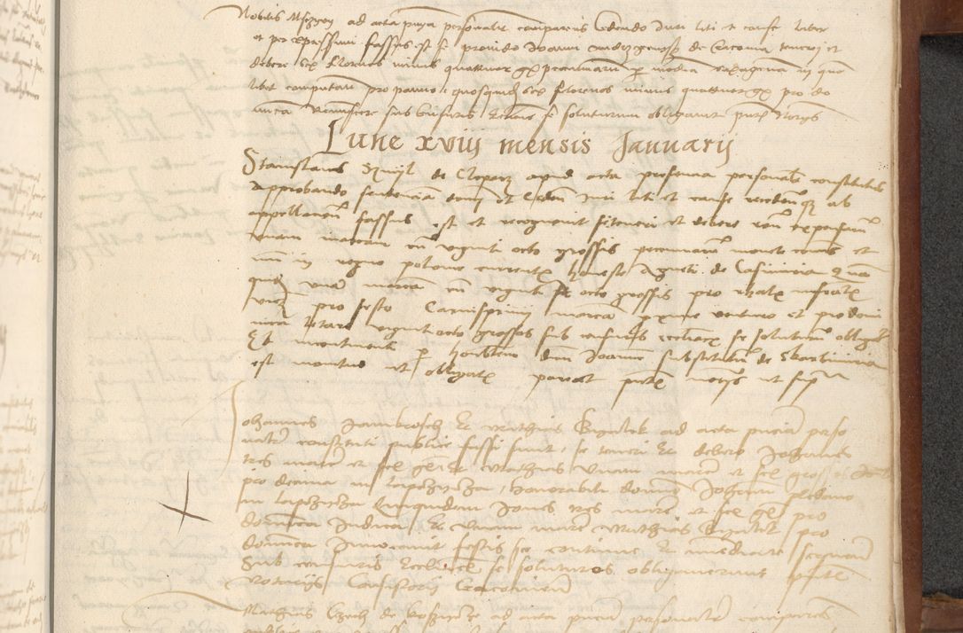 Zdjęcie nr 405 dla obiektu archiwalnego: [Acta] obligationum coram reverendo patre domino Thoma Rosnowsky canonico et offi[ciali C]racoviensi generali [a]d annum Domini 1514, [ind]itione secunda, pontificatus sanctissimi in Christo patris domini nostro domini Leonis divina providencia pape decimi moderni. Anno sue sanctitatis aduc ad 19 Marcii [...] primo secundis fatibus et felici sidere suum per manu Bronislaidis telluris Ursonici recipiunt et dii faveant ceptis