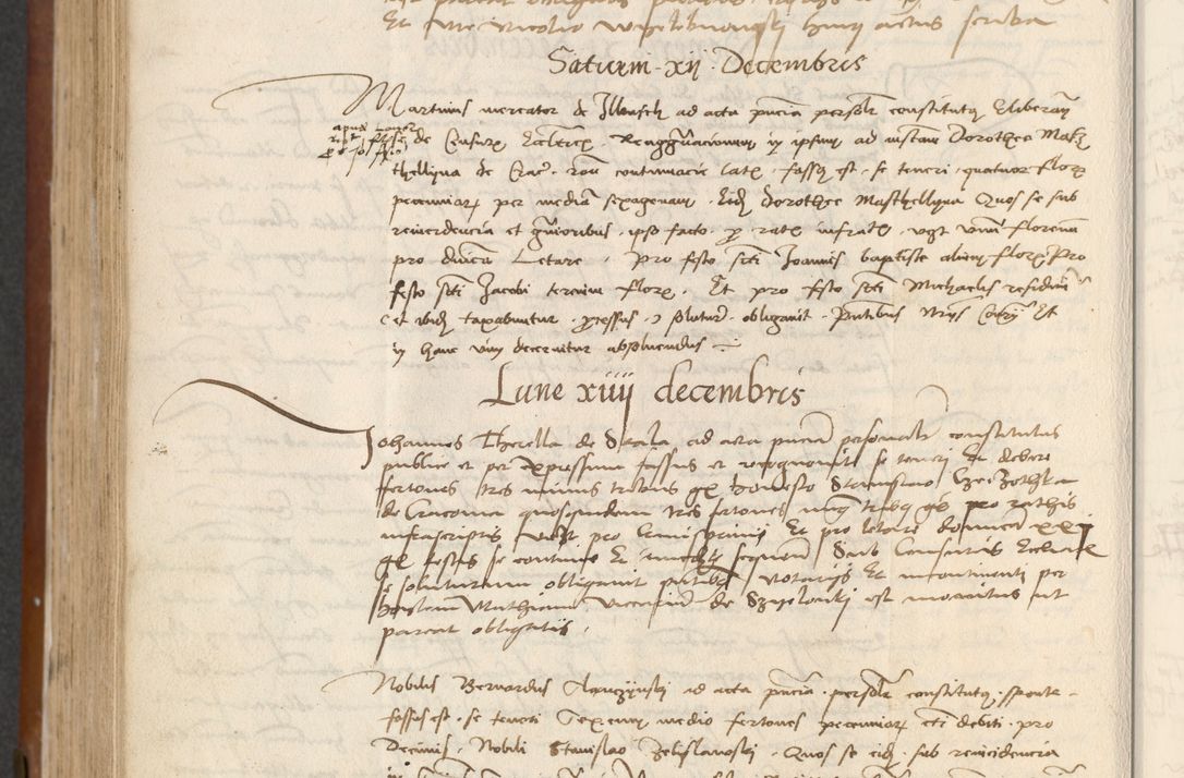 Zdjęcie nr 394 dla obiektu archiwalnego: [Acta] obligationum coram reverendo patre domino Thoma Rosnowsky canonico et offi[ciali C]racoviensi generali [a]d annum Domini 1514, [ind]itione secunda, pontificatus sanctissimi in Christo patris domini nostro domini Leonis divina providencia pape decimi moderni. Anno sue sanctitatis aduc ad 19 Marcii [...] primo secundis fatibus et felici sidere suum per manu Bronislaidis telluris Ursonici recipiunt et dii faveant ceptis