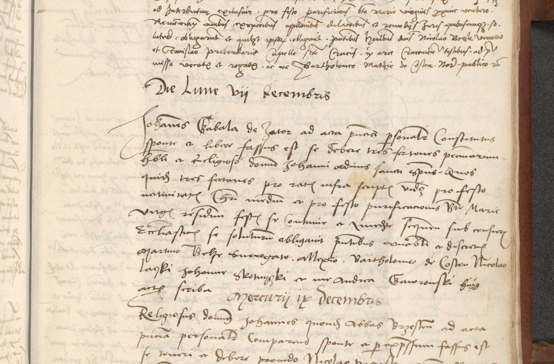 Zdjęcie nr 391 dla obiektu archiwalnego: [Acta] obligationum coram reverendo patre domino Thoma Rosnowsky canonico et offi[ciali C]racoviensi generali [a]d annum Domini 1514, [ind]itione secunda, pontificatus sanctissimi in Christo patris domini nostro domini Leonis divina providencia pape decimi moderni. Anno sue sanctitatis aduc ad 19 Marcii [...] primo secundis fatibus et felici sidere suum per manu Bronislaidis telluris Ursonici recipiunt et dii faveant ceptis