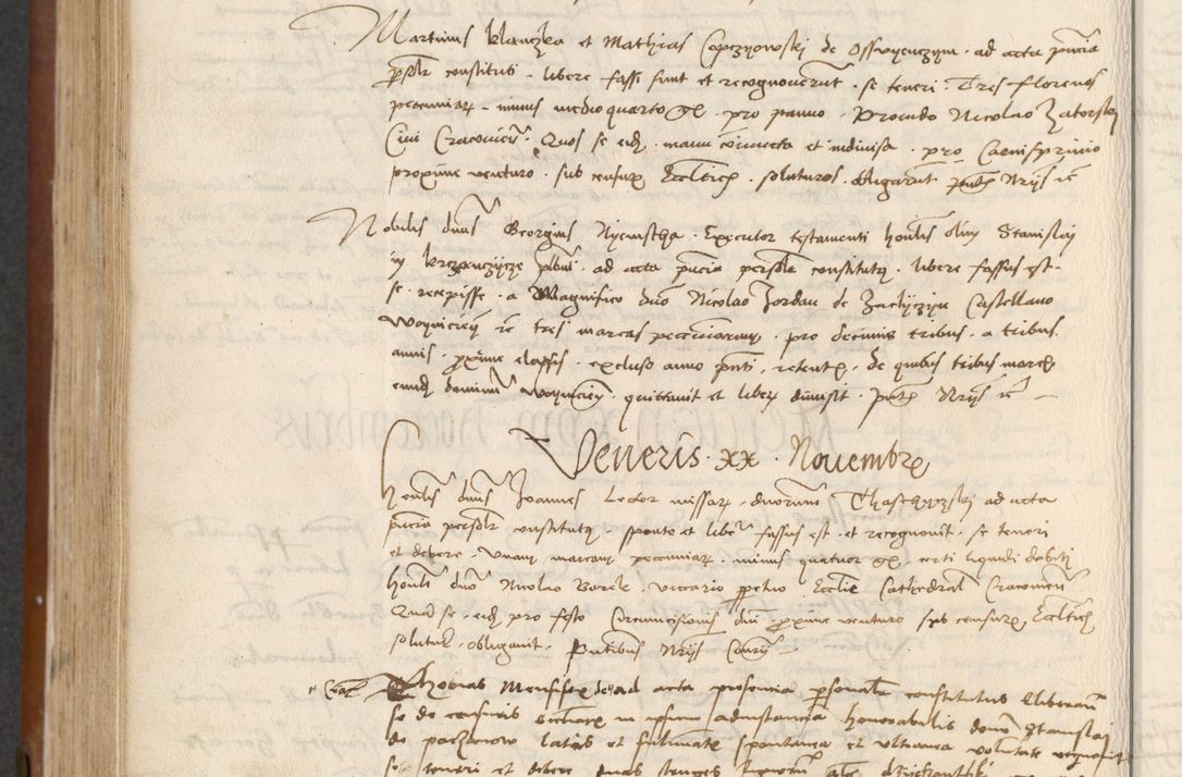 Zdjęcie nr 386 dla obiektu archiwalnego: [Acta] obligationum coram reverendo patre domino Thoma Rosnowsky canonico et offi[ciali C]racoviensi generali [a]d annum Domini 1514, [ind]itione secunda, pontificatus sanctissimi in Christo patris domini nostro domini Leonis divina providencia pape decimi moderni. Anno sue sanctitatis aduc ad 19 Marcii [...] primo secundis fatibus et felici sidere suum per manu Bronislaidis telluris Ursonici recipiunt et dii faveant ceptis