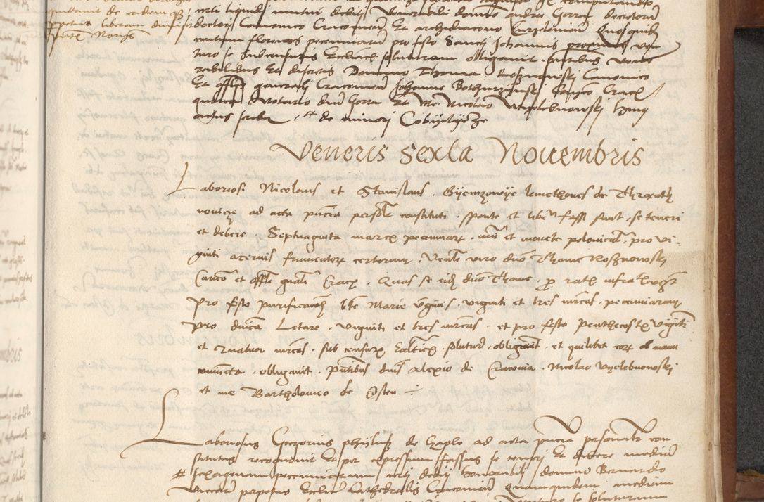 Zdjęcie nr 383 dla obiektu archiwalnego: [Acta] obligationum coram reverendo patre domino Thoma Rosnowsky canonico et offi[ciali C]racoviensi generali [a]d annum Domini 1514, [ind]itione secunda, pontificatus sanctissimi in Christo patris domini nostro domini Leonis divina providencia pape decimi moderni. Anno sue sanctitatis aduc ad 19 Marcii [...] primo secundis fatibus et felici sidere suum per manu Bronislaidis telluris Ursonici recipiunt et dii faveant ceptis