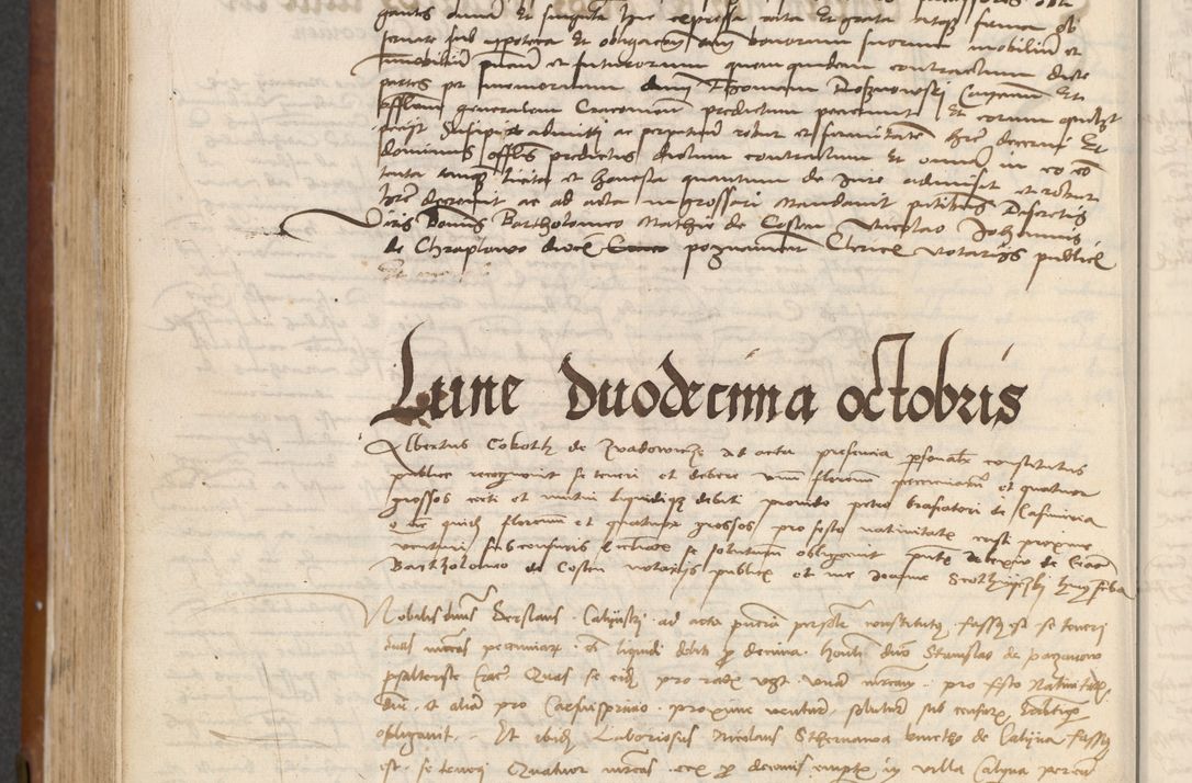 Zdjęcie nr 378 dla obiektu archiwalnego: [Acta] obligationum coram reverendo patre domino Thoma Rosnowsky canonico et offi[ciali C]racoviensi generali [a]d annum Domini 1514, [ind]itione secunda, pontificatus sanctissimi in Christo patris domini nostro domini Leonis divina providencia pape decimi moderni. Anno sue sanctitatis aduc ad 19 Marcii [...] primo secundis fatibus et felici sidere suum per manu Bronislaidis telluris Ursonici recipiunt et dii faveant ceptis