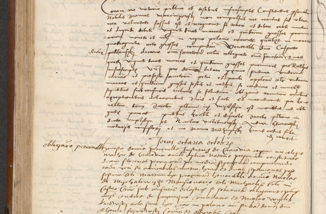 Zdjęcie nr 376 dla obiektu archiwalnego: [Acta] obligationum coram reverendo patre domino Thoma Rosnowsky canonico et offi[ciali C]racoviensi generali [a]d annum Domini 1514, [ind]itione secunda, pontificatus sanctissimi in Christo patris domini nostro domini Leonis divina providencia pape decimi moderni. Anno sue sanctitatis aduc ad 19 Marcii [...] primo secundis fatibus et felici sidere suum per manu Bronislaidis telluris Ursonici recipiunt et dii faveant ceptis