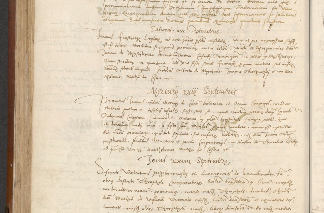 Zdjęcie nr 372 dla obiektu archiwalnego: [Acta] obligationum coram reverendo patre domino Thoma Rosnowsky canonico et offi[ciali C]racoviensi generali [a]d annum Domini 1514, [ind]itione secunda, pontificatus sanctissimi in Christo patris domini nostro domini Leonis divina providencia pape decimi moderni. Anno sue sanctitatis aduc ad 19 Marcii [...] primo secundis fatibus et felici sidere suum per manu Bronislaidis telluris Ursonici recipiunt et dii faveant ceptis