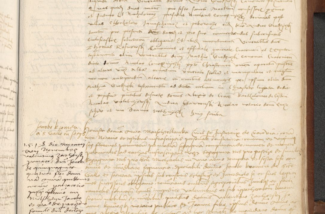 Zdjęcie nr 369 dla obiektu archiwalnego: [Acta] obligationum coram reverendo patre domino Thoma Rosnowsky canonico et offi[ciali C]racoviensi generali [a]d annum Domini 1514, [ind]itione secunda, pontificatus sanctissimi in Christo patris domini nostro domini Leonis divina providencia pape decimi moderni. Anno sue sanctitatis aduc ad 19 Marcii [...] primo secundis fatibus et felici sidere suum per manu Bronislaidis telluris Ursonici recipiunt et dii faveant ceptis