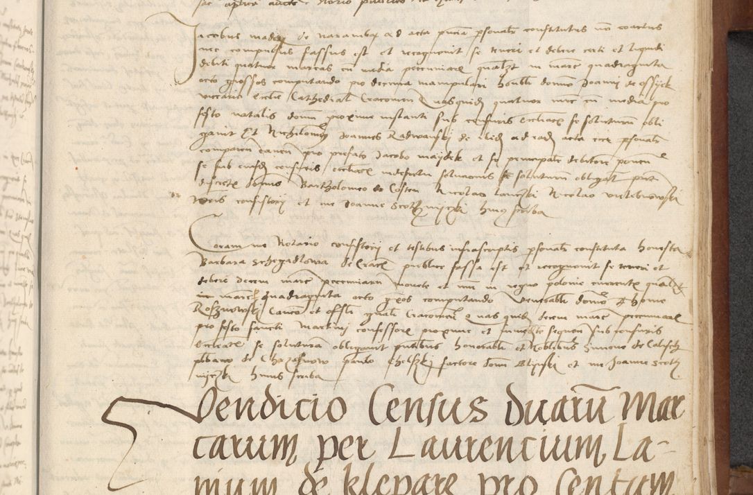 Zdjęcie nr 359 dla obiektu archiwalnego: [Acta] obligationum coram reverendo patre domino Thoma Rosnowsky canonico et offi[ciali C]racoviensi generali [a]d annum Domini 1514, [ind]itione secunda, pontificatus sanctissimi in Christo patris domini nostro domini Leonis divina providencia pape decimi moderni. Anno sue sanctitatis aduc ad 19 Marcii [...] primo secundis fatibus et felici sidere suum per manu Bronislaidis telluris Ursonici recipiunt et dii faveant ceptis
