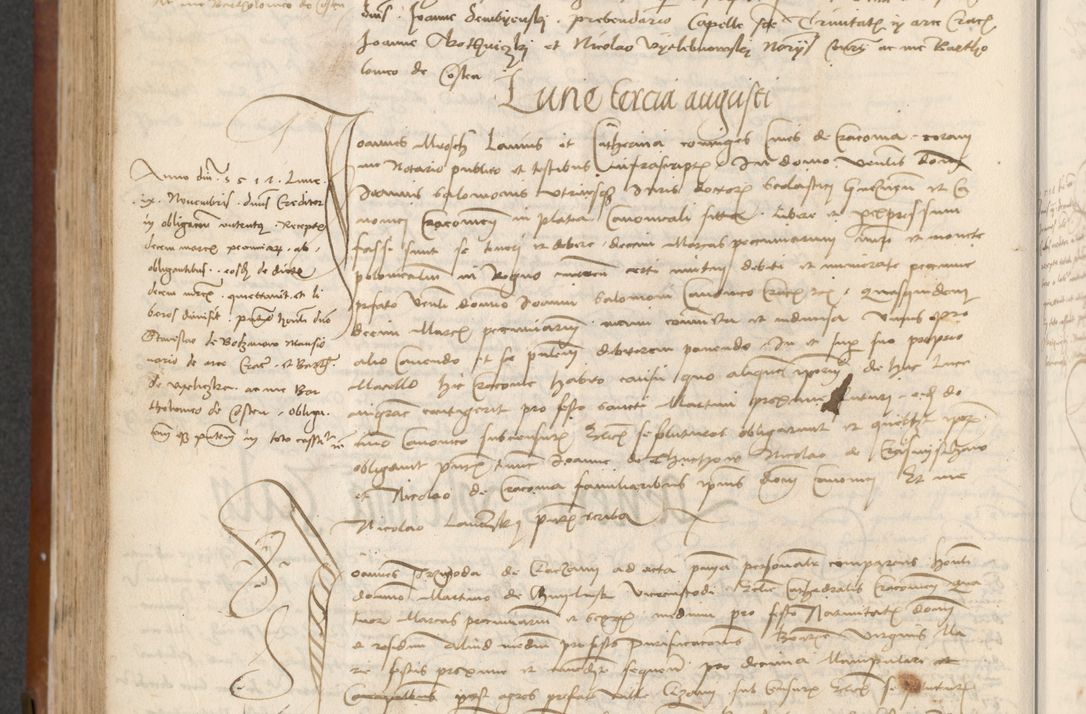 Zdjęcie nr 356 dla obiektu archiwalnego: [Acta] obligationum coram reverendo patre domino Thoma Rosnowsky canonico et offi[ciali C]racoviensi generali [a]d annum Domini 1514, [ind]itione secunda, pontificatus sanctissimi in Christo patris domini nostro domini Leonis divina providencia pape decimi moderni. Anno sue sanctitatis aduc ad 19 Marcii [...] primo secundis fatibus et felici sidere suum per manu Bronislaidis telluris Ursonici recipiunt et dii faveant ceptis