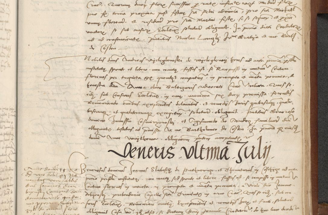 Zdjęcie nr 355 dla obiektu archiwalnego: [Acta] obligationum coram reverendo patre domino Thoma Rosnowsky canonico et offi[ciali C]racoviensi generali [a]d annum Domini 1514, [ind]itione secunda, pontificatus sanctissimi in Christo patris domini nostro domini Leonis divina providencia pape decimi moderni. Anno sue sanctitatis aduc ad 19 Marcii [...] primo secundis fatibus et felici sidere suum per manu Bronislaidis telluris Ursonici recipiunt et dii faveant ceptis