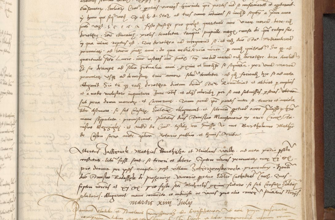 Zdjęcie nr 349 dla obiektu archiwalnego: [Acta] obligationum coram reverendo patre domino Thoma Rosnowsky canonico et offi[ciali C]racoviensi generali [a]d annum Domini 1514, [ind]itione secunda, pontificatus sanctissimi in Christo patris domini nostro domini Leonis divina providencia pape decimi moderni. Anno sue sanctitatis aduc ad 19 Marcii [...] primo secundis fatibus et felici sidere suum per manu Bronislaidis telluris Ursonici recipiunt et dii faveant ceptis