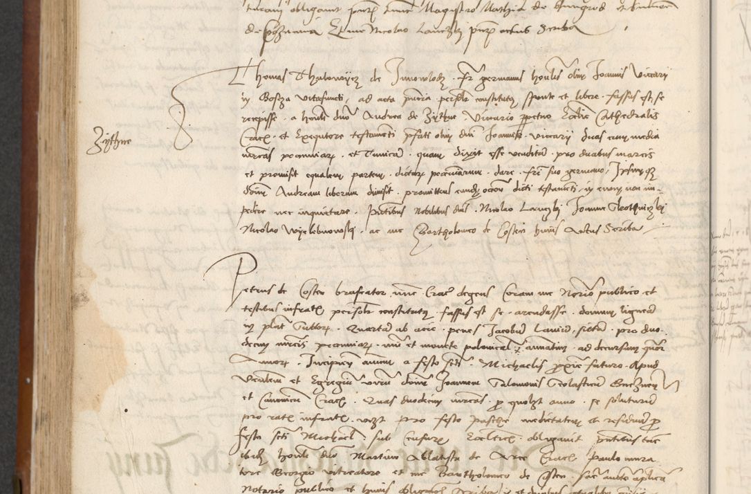 Zdjęcie nr 340 dla obiektu archiwalnego: [Acta] obligationum coram reverendo patre domino Thoma Rosnowsky canonico et offi[ciali C]racoviensi generali [a]d annum Domini 1514, [ind]itione secunda, pontificatus sanctissimi in Christo patris domini nostro domini Leonis divina providencia pape decimi moderni. Anno sue sanctitatis aduc ad 19 Marcii [...] primo secundis fatibus et felici sidere suum per manu Bronislaidis telluris Ursonici recipiunt et dii faveant ceptis