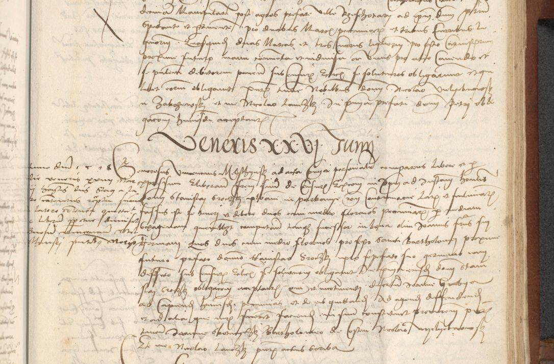 Zdjęcie nr 341 dla obiektu archiwalnego: [Acta] obligationum coram reverendo patre domino Thoma Rosnowsky canonico et offi[ciali C]racoviensi generali [a]d annum Domini 1514, [ind]itione secunda, pontificatus sanctissimi in Christo patris domini nostro domini Leonis divina providencia pape decimi moderni. Anno sue sanctitatis aduc ad 19 Marcii [...] primo secundis fatibus et felici sidere suum per manu Bronislaidis telluris Ursonici recipiunt et dii faveant ceptis