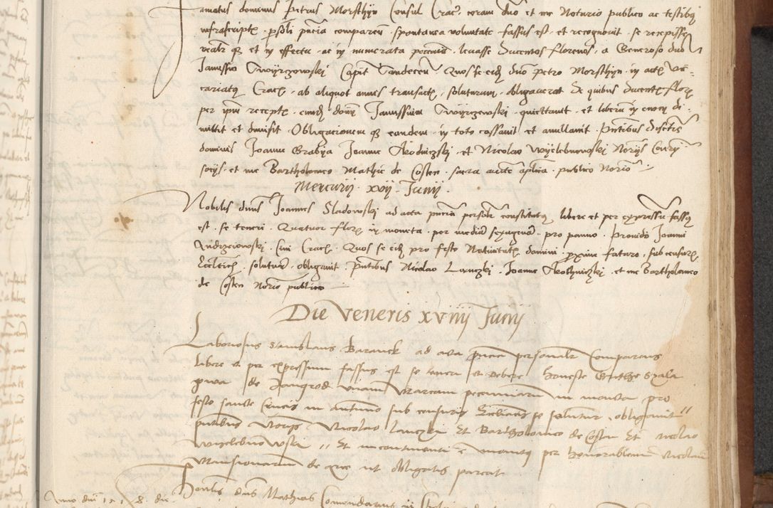 Zdjęcie nr 337 dla obiektu archiwalnego: [Acta] obligationum coram reverendo patre domino Thoma Rosnowsky canonico et offi[ciali C]racoviensi generali [a]d annum Domini 1514, [ind]itione secunda, pontificatus sanctissimi in Christo patris domini nostro domini Leonis divina providencia pape decimi moderni. Anno sue sanctitatis aduc ad 19 Marcii [...] primo secundis fatibus et felici sidere suum per manu Bronislaidis telluris Ursonici recipiunt et dii faveant ceptis