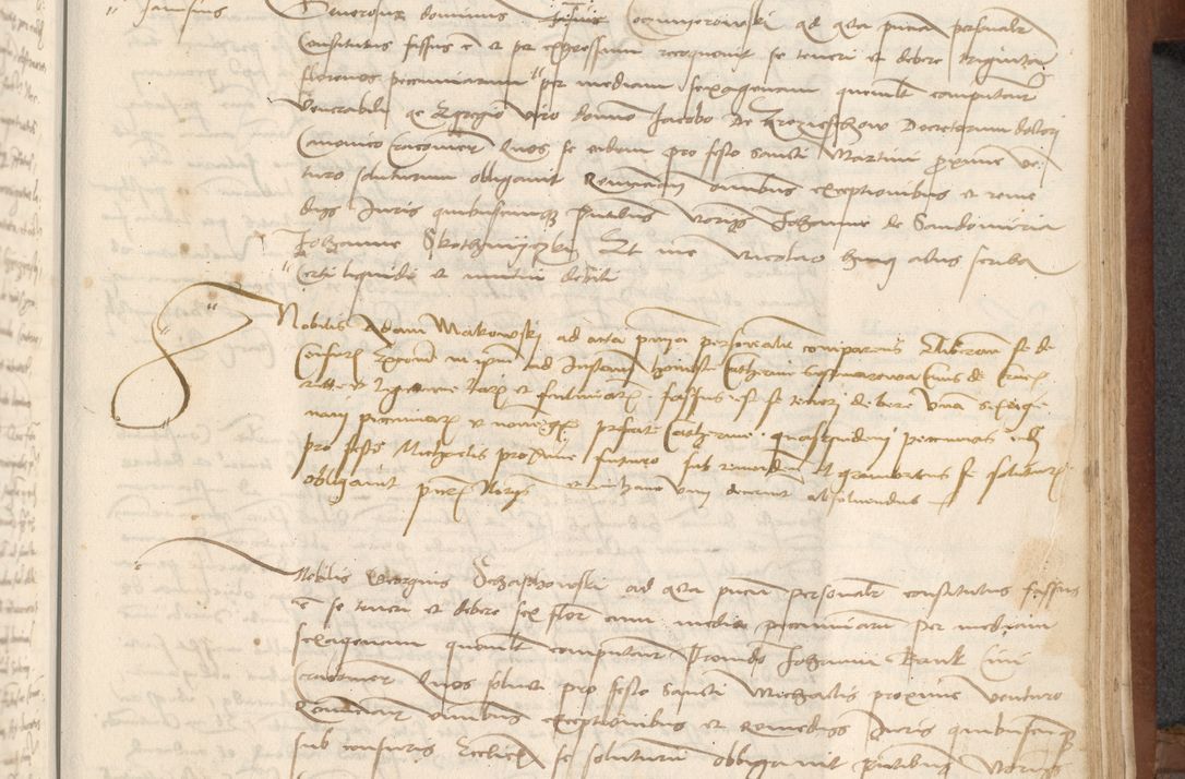 Zdjęcie nr 335 dla obiektu archiwalnego: [Acta] obligationum coram reverendo patre domino Thoma Rosnowsky canonico et offi[ciali C]racoviensi generali [a]d annum Domini 1514, [ind]itione secunda, pontificatus sanctissimi in Christo patris domini nostro domini Leonis divina providencia pape decimi moderni. Anno sue sanctitatis aduc ad 19 Marcii [...] primo secundis fatibus et felici sidere suum per manu Bronislaidis telluris Ursonici recipiunt et dii faveant ceptis