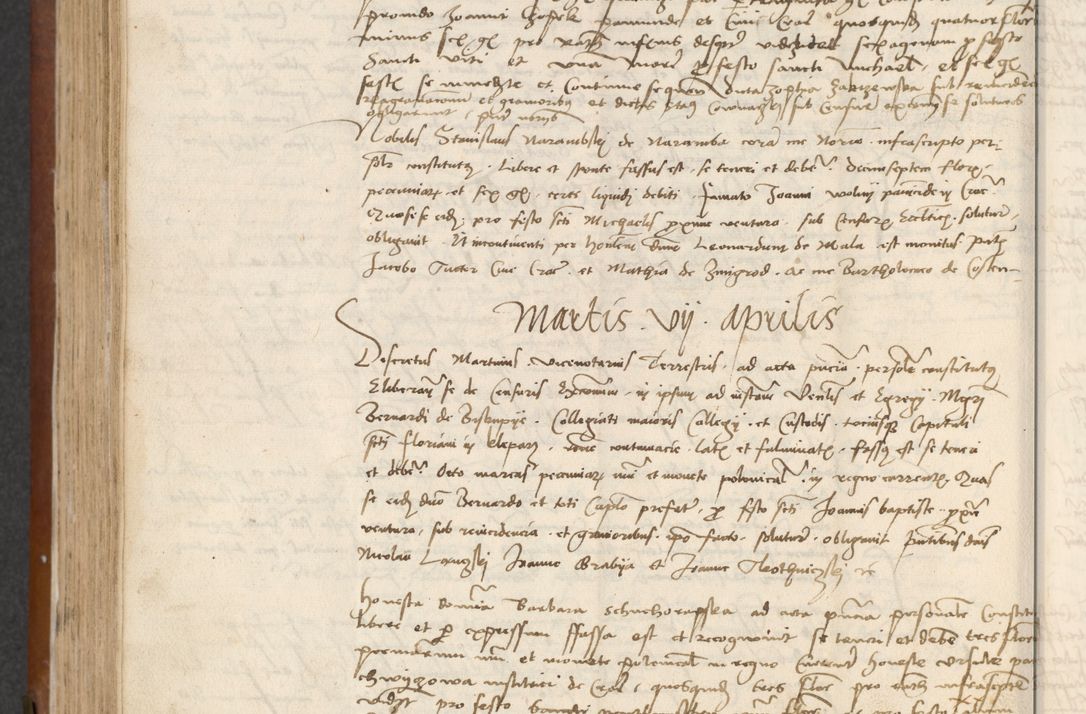 Zdjęcie nr 310 dla obiektu archiwalnego: [Acta] obligationum coram reverendo patre domino Thoma Rosnowsky canonico et offi[ciali C]racoviensi generali [a]d annum Domini 1514, [ind]itione secunda, pontificatus sanctissimi in Christo patris domini nostro domini Leonis divina providencia pape decimi moderni. Anno sue sanctitatis aduc ad 19 Marcii [...] primo secundis fatibus et felici sidere suum per manu Bronislaidis telluris Ursonici recipiunt et dii faveant ceptis