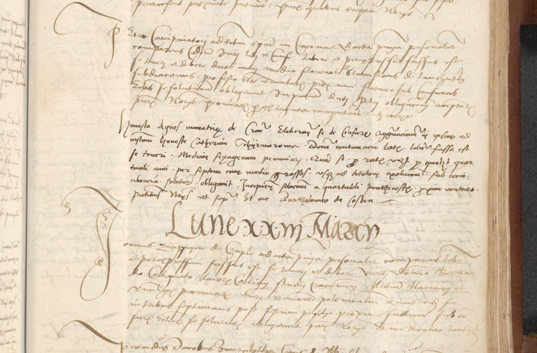 Zdjęcie nr 299 dla obiektu archiwalnego: [Acta] obligationum coram reverendo patre domino Thoma Rosnowsky canonico et offi[ciali C]racoviensi generali [a]d annum Domini 1514, [ind]itione secunda, pontificatus sanctissimi in Christo patris domini nostro domini Leonis divina providencia pape decimi moderni. Anno sue sanctitatis aduc ad 19 Marcii [...] primo secundis fatibus et felici sidere suum per manu Bronislaidis telluris Ursonici recipiunt et dii faveant ceptis