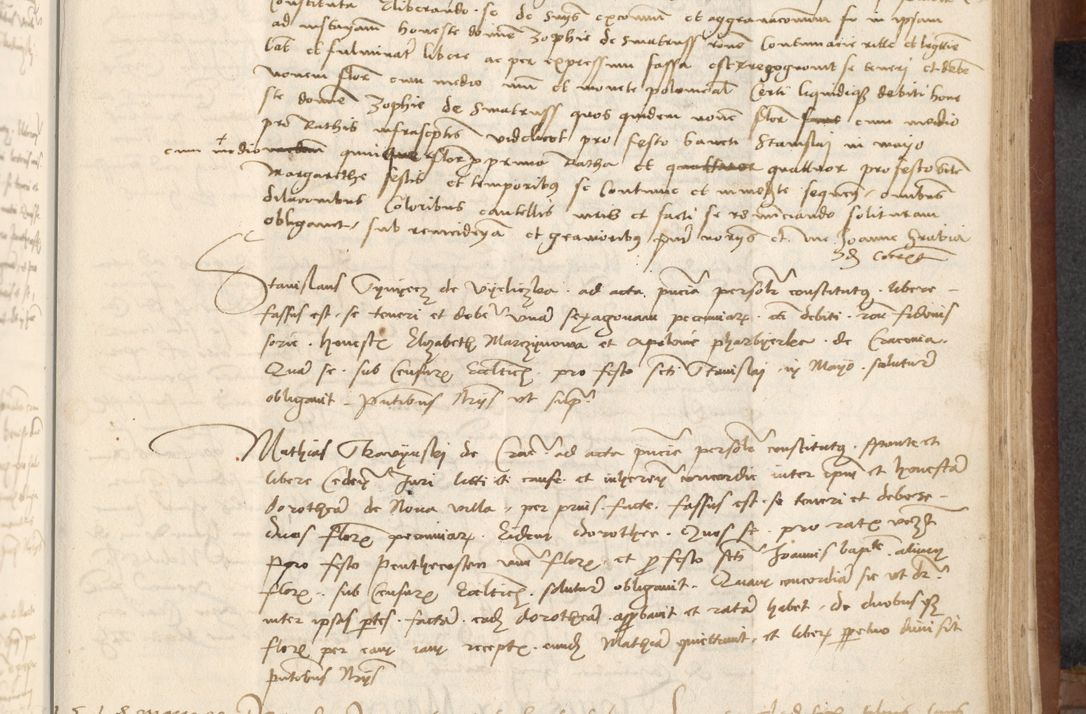 Zdjęcie nr 295 dla obiektu archiwalnego: [Acta] obligationum coram reverendo patre domino Thoma Rosnowsky canonico et offi[ciali C]racoviensi generali [a]d annum Domini 1514, [ind]itione secunda, pontificatus sanctissimi in Christo patris domini nostro domini Leonis divina providencia pape decimi moderni. Anno sue sanctitatis aduc ad 19 Marcii [...] primo secundis fatibus et felici sidere suum per manu Bronislaidis telluris Ursonici recipiunt et dii faveant ceptis