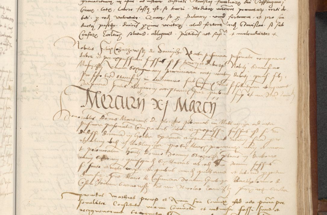 Zdjęcie nr 287 dla obiektu archiwalnego: [Acta] obligationum coram reverendo patre domino Thoma Rosnowsky canonico et offi[ciali C]racoviensi generali [a]d annum Domini 1514, [ind]itione secunda, pontificatus sanctissimi in Christo patris domini nostro domini Leonis divina providencia pape decimi moderni. Anno sue sanctitatis aduc ad 19 Marcii [...] primo secundis fatibus et felici sidere suum per manu Bronislaidis telluris Ursonici recipiunt et dii faveant ceptis