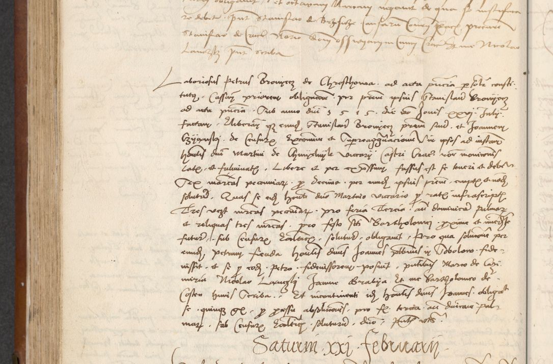 Zdjęcie nr 280 dla obiektu archiwalnego: [Acta] obligationum coram reverendo patre domino Thoma Rosnowsky canonico et offi[ciali C]racoviensi generali [a]d annum Domini 1514, [ind]itione secunda, pontificatus sanctissimi in Christo patris domini nostro domini Leonis divina providencia pape decimi moderni. Anno sue sanctitatis aduc ad 19 Marcii [...] primo secundis fatibus et felici sidere suum per manu Bronislaidis telluris Ursonici recipiunt et dii faveant ceptis