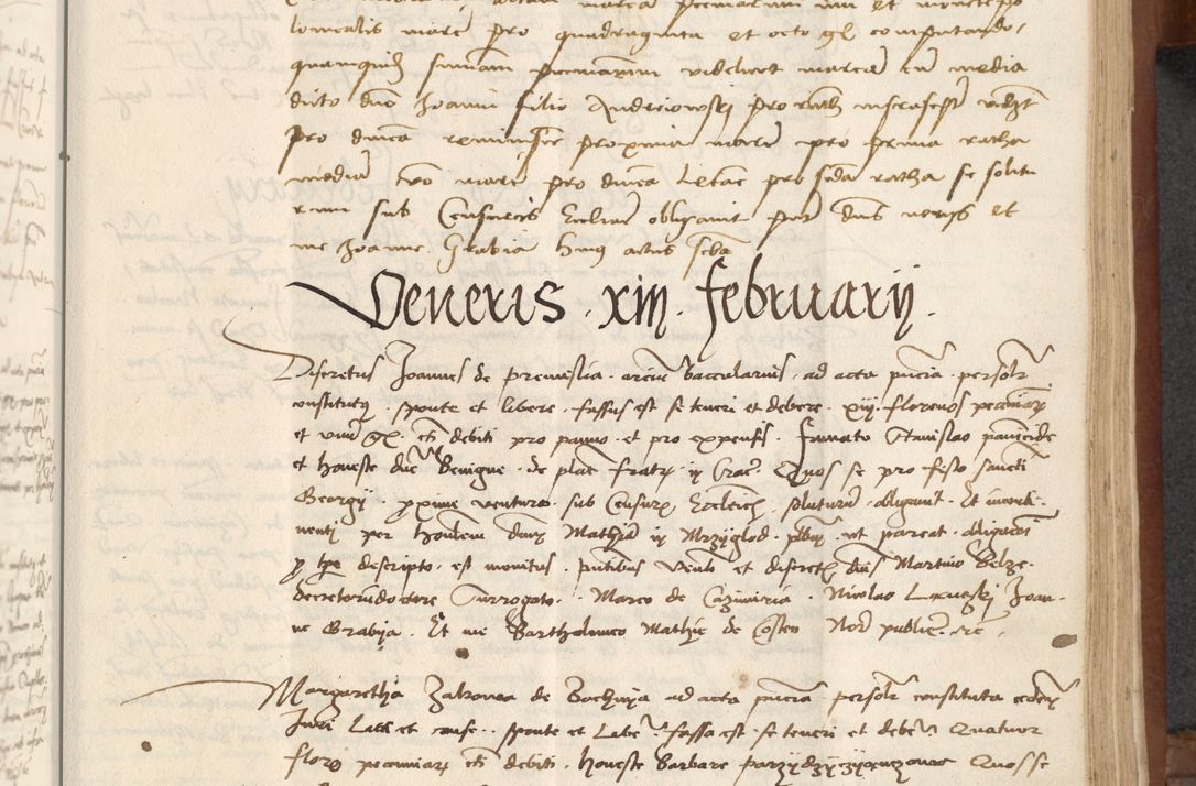 Zdjęcie nr 277 dla obiektu archiwalnego: [Acta] obligationum coram reverendo patre domino Thoma Rosnowsky canonico et offi[ciali C]racoviensi generali [a]d annum Domini 1514, [ind]itione secunda, pontificatus sanctissimi in Christo patris domini nostro domini Leonis divina providencia pape decimi moderni. Anno sue sanctitatis aduc ad 19 Marcii [...] primo secundis fatibus et felici sidere suum per manu Bronislaidis telluris Ursonici recipiunt et dii faveant ceptis