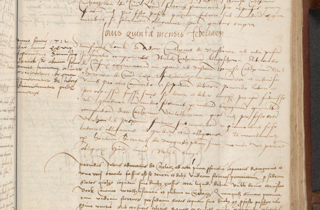 Zdjęcie nr 273 dla obiektu archiwalnego: [Acta] obligationum coram reverendo patre domino Thoma Rosnowsky canonico et offi[ciali C]racoviensi generali [a]d annum Domini 1514, [ind]itione secunda, pontificatus sanctissimi in Christo patris domini nostro domini Leonis divina providencia pape decimi moderni. Anno sue sanctitatis aduc ad 19 Marcii [...] primo secundis fatibus et felici sidere suum per manu Bronislaidis telluris Ursonici recipiunt et dii faveant ceptis