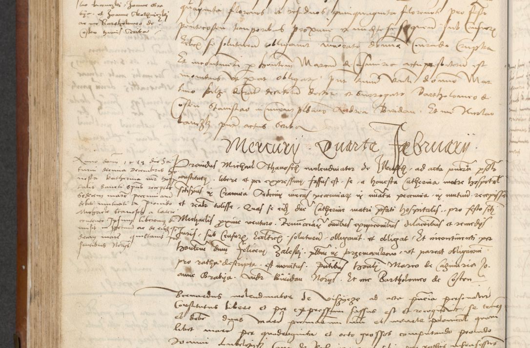 Zdjęcie nr 272 dla obiektu archiwalnego: [Acta] obligationum coram reverendo patre domino Thoma Rosnowsky canonico et offi[ciali C]racoviensi generali [a]d annum Domini 1514, [ind]itione secunda, pontificatus sanctissimi in Christo patris domini nostro domini Leonis divina providencia pape decimi moderni. Anno sue sanctitatis aduc ad 19 Marcii [...] primo secundis fatibus et felici sidere suum per manu Bronislaidis telluris Ursonici recipiunt et dii faveant ceptis