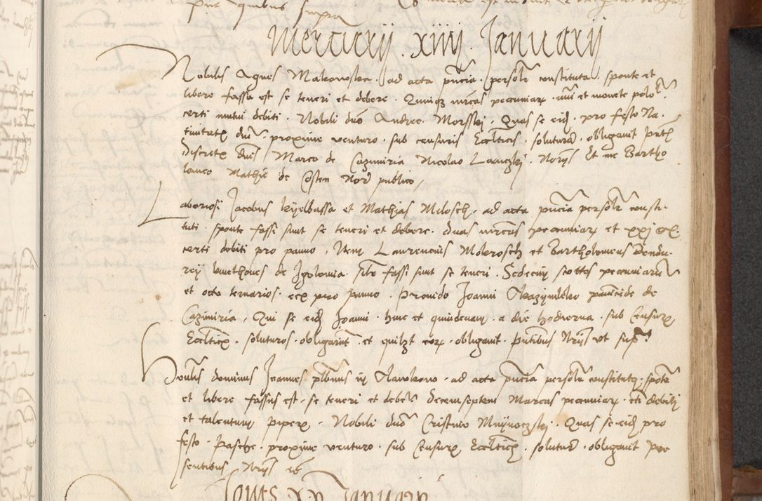 Zdjęcie nr 267 dla obiektu archiwalnego: [Acta] obligationum coram reverendo patre domino Thoma Rosnowsky canonico et offi[ciali C]racoviensi generali [a]d annum Domini 1514, [ind]itione secunda, pontificatus sanctissimi in Christo patris domini nostro domini Leonis divina providencia pape decimi moderni. Anno sue sanctitatis aduc ad 19 Marcii [...] primo secundis fatibus et felici sidere suum per manu Bronislaidis telluris Ursonici recipiunt et dii faveant ceptis