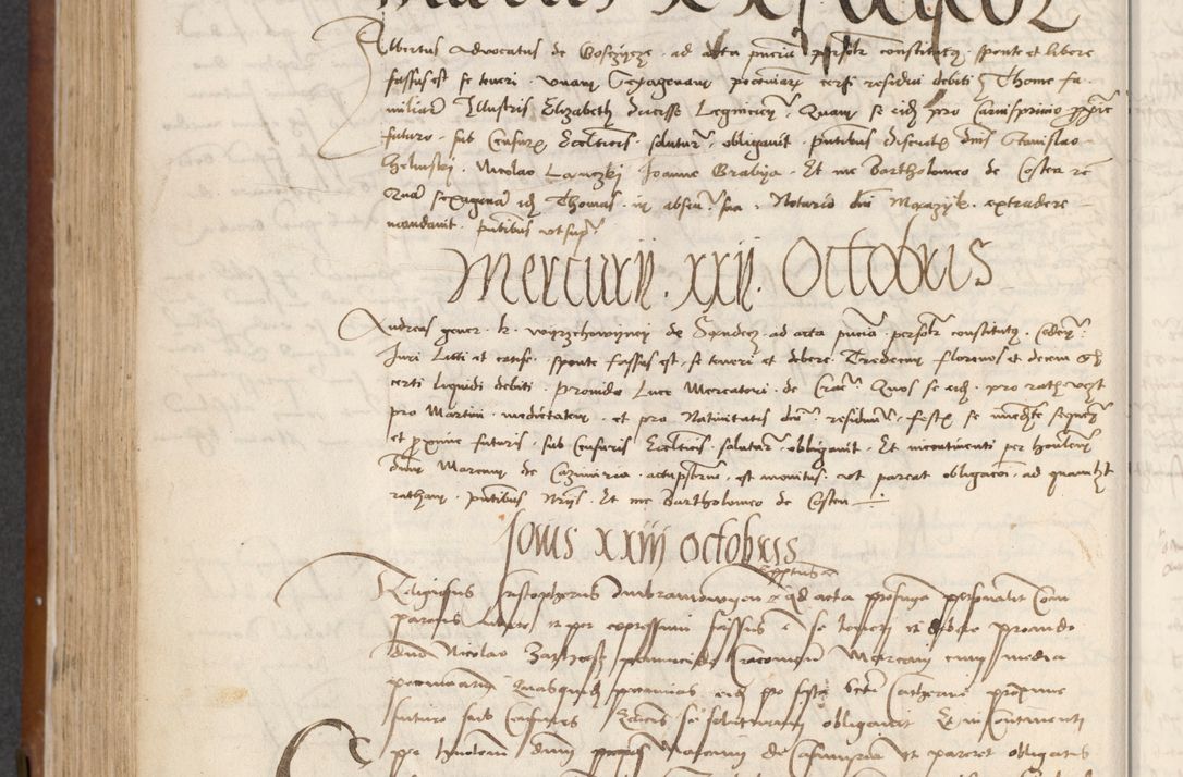 Zdjęcie nr 250 dla obiektu archiwalnego: [Acta] obligationum coram reverendo patre domino Thoma Rosnowsky canonico et offi[ciali C]racoviensi generali [a]d annum Domini 1514, [ind]itione secunda, pontificatus sanctissimi in Christo patris domini nostro domini Leonis divina providencia pape decimi moderni. Anno sue sanctitatis aduc ad 19 Marcii [...] primo secundis fatibus et felici sidere suum per manu Bronislaidis telluris Ursonici recipiunt et dii faveant ceptis