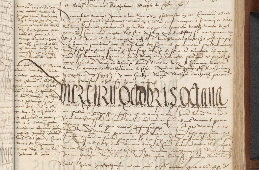 Zdjęcie nr 245 dla obiektu archiwalnego: [Acta] obligationum coram reverendo patre domino Thoma Rosnowsky canonico et offi[ciali C]racoviensi generali [a]d annum Domini 1514, [ind]itione secunda, pontificatus sanctissimi in Christo patris domini nostro domini Leonis divina providencia pape decimi moderni. Anno sue sanctitatis aduc ad 19 Marcii [...] primo secundis fatibus et felici sidere suum per manu Bronislaidis telluris Ursonici recipiunt et dii faveant ceptis