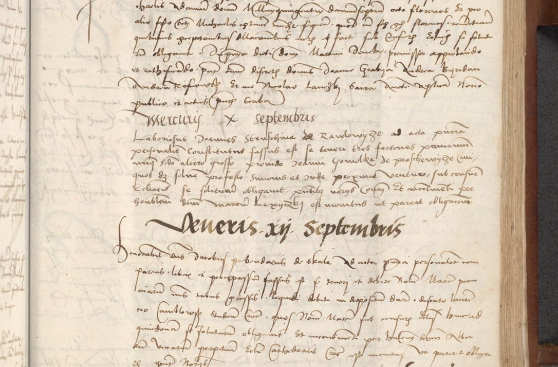 Zdjęcie nr 239 dla obiektu archiwalnego: [Acta] obligationum coram reverendo patre domino Thoma Rosnowsky canonico et offi[ciali C]racoviensi generali [a]d annum Domini 1514, [ind]itione secunda, pontificatus sanctissimi in Christo patris domini nostro domini Leonis divina providencia pape decimi moderni. Anno sue sanctitatis aduc ad 19 Marcii [...] primo secundis fatibus et felici sidere suum per manu Bronislaidis telluris Ursonici recipiunt et dii faveant ceptis