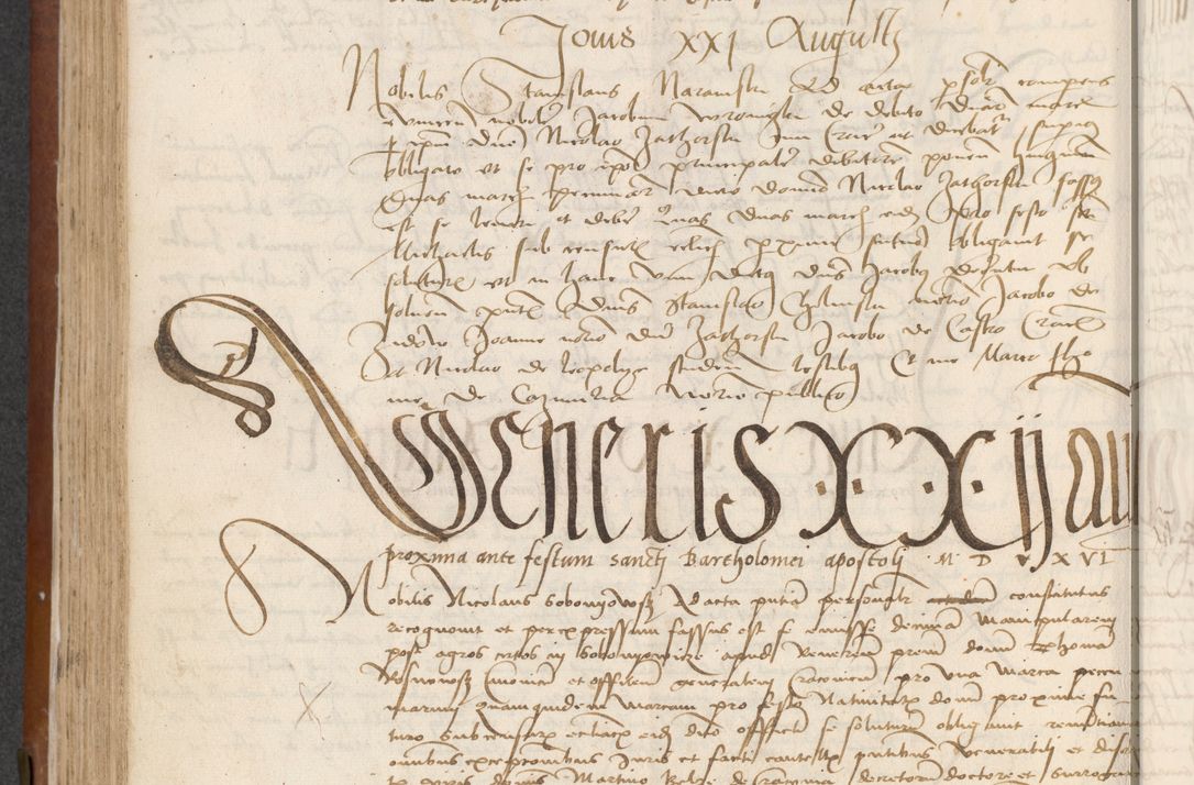 Zdjęcie nr 234 dla obiektu archiwalnego: [Acta] obligationum coram reverendo patre domino Thoma Rosnowsky canonico et offi[ciali C]racoviensi generali [a]d annum Domini 1514, [ind]itione secunda, pontificatus sanctissimi in Christo patris domini nostro domini Leonis divina providencia pape decimi moderni. Anno sue sanctitatis aduc ad 19 Marcii [...] primo secundis fatibus et felici sidere suum per manu Bronislaidis telluris Ursonici recipiunt et dii faveant ceptis