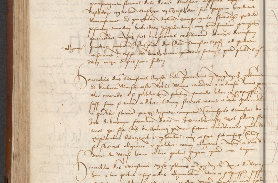 Zdjęcie nr 232 dla obiektu archiwalnego: [Acta] obligationum coram reverendo patre domino Thoma Rosnowsky canonico et offi[ciali C]racoviensi generali [a]d annum Domini 1514, [ind]itione secunda, pontificatus sanctissimi in Christo patris domini nostro domini Leonis divina providencia pape decimi moderni. Anno sue sanctitatis aduc ad 19 Marcii [...] primo secundis fatibus et felici sidere suum per manu Bronislaidis telluris Ursonici recipiunt et dii faveant ceptis