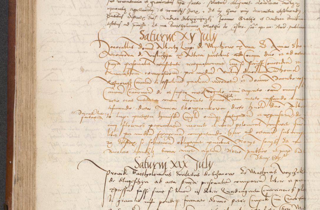 Zdjęcie nr 228 dla obiektu archiwalnego: [Acta] obligationum coram reverendo patre domino Thoma Rosnowsky canonico et offi[ciali C]racoviensi generali [a]d annum Domini 1514, [ind]itione secunda, pontificatus sanctissimi in Christo patris domini nostro domini Leonis divina providencia pape decimi moderni. Anno sue sanctitatis aduc ad 19 Marcii [...] primo secundis fatibus et felici sidere suum per manu Bronislaidis telluris Ursonici recipiunt et dii faveant ceptis