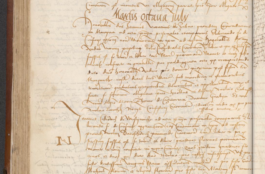 Zdjęcie nr 224 dla obiektu archiwalnego: [Acta] obligationum coram reverendo patre domino Thoma Rosnowsky canonico et offi[ciali C]racoviensi generali [a]d annum Domini 1514, [ind]itione secunda, pontificatus sanctissimi in Christo patris domini nostro domini Leonis divina providencia pape decimi moderni. Anno sue sanctitatis aduc ad 19 Marcii [...] primo secundis fatibus et felici sidere suum per manu Bronislaidis telluris Ursonici recipiunt et dii faveant ceptis