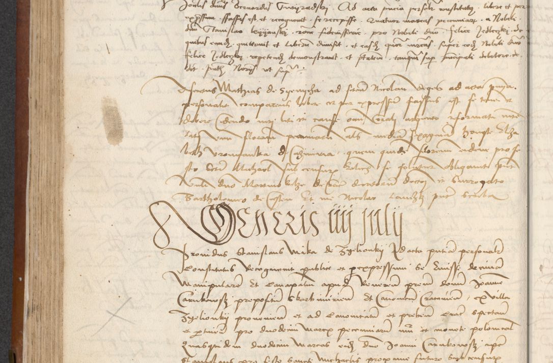 Zdjęcie nr 222 dla obiektu archiwalnego: [Acta] obligationum coram reverendo patre domino Thoma Rosnowsky canonico et offi[ciali C]racoviensi generali [a]d annum Domini 1514, [ind]itione secunda, pontificatus sanctissimi in Christo patris domini nostro domini Leonis divina providencia pape decimi moderni. Anno sue sanctitatis aduc ad 19 Marcii [...] primo secundis fatibus et felici sidere suum per manu Bronislaidis telluris Ursonici recipiunt et dii faveant ceptis