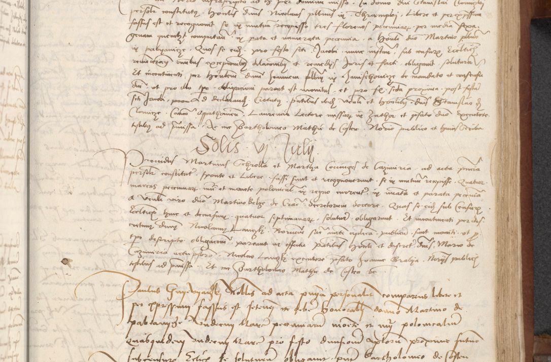 Zdjęcie nr 223 dla obiektu archiwalnego: [Acta] obligationum coram reverendo patre domino Thoma Rosnowsky canonico et offi[ciali C]racoviensi generali [a]d annum Domini 1514, [ind]itione secunda, pontificatus sanctissimi in Christo patris domini nostro domini Leonis divina providencia pape decimi moderni. Anno sue sanctitatis aduc ad 19 Marcii [...] primo secundis fatibus et felici sidere suum per manu Bronislaidis telluris Ursonici recipiunt et dii faveant ceptis