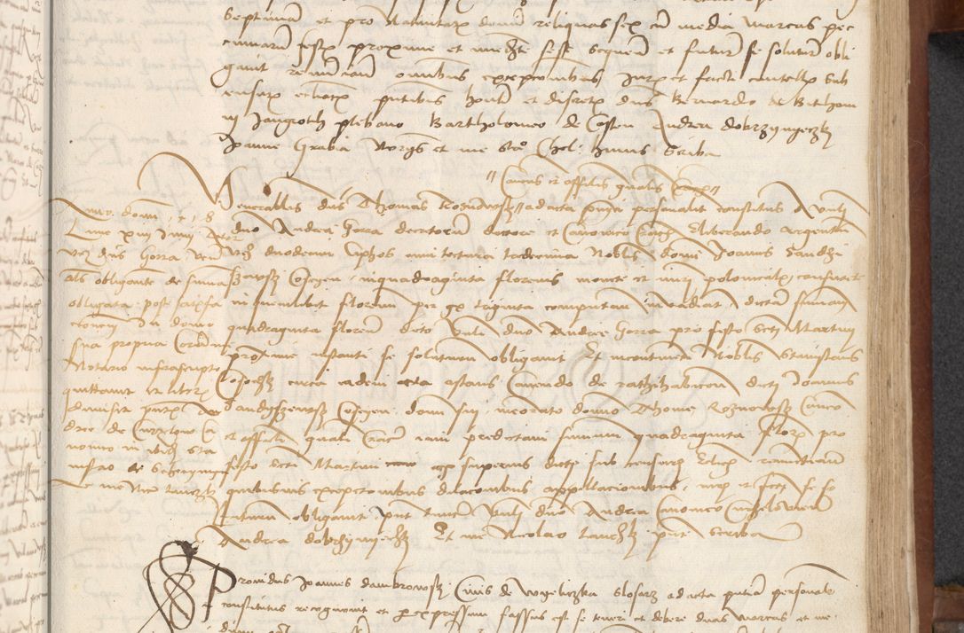 Zdjęcie nr 221 dla obiektu archiwalnego: [Acta] obligationum coram reverendo patre domino Thoma Rosnowsky canonico et offi[ciali C]racoviensi generali [a]d annum Domini 1514, [ind]itione secunda, pontificatus sanctissimi in Christo patris domini nostro domini Leonis divina providencia pape decimi moderni. Anno sue sanctitatis aduc ad 19 Marcii [...] primo secundis fatibus et felici sidere suum per manu Bronislaidis telluris Ursonici recipiunt et dii faveant ceptis