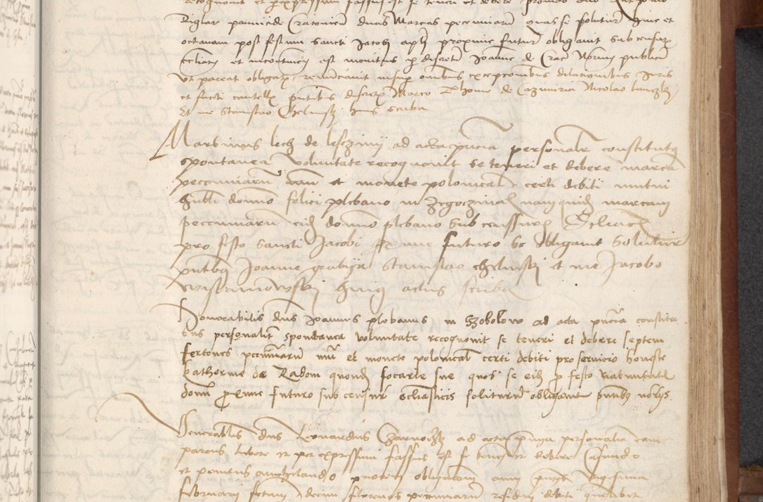 Zdjęcie nr 219 dla obiektu archiwalnego: [Acta] obligationum coram reverendo patre domino Thoma Rosnowsky canonico et offi[ciali C]racoviensi generali [a]d annum Domini 1514, [ind]itione secunda, pontificatus sanctissimi in Christo patris domini nostro domini Leonis divina providencia pape decimi moderni. Anno sue sanctitatis aduc ad 19 Marcii [...] primo secundis fatibus et felici sidere suum per manu Bronislaidis telluris Ursonici recipiunt et dii faveant ceptis