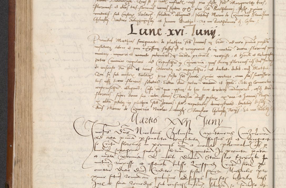 Zdjęcie nr 218 dla obiektu archiwalnego: [Acta] obligationum coram reverendo patre domino Thoma Rosnowsky canonico et offi[ciali C]racoviensi generali [a]d annum Domini 1514, [ind]itione secunda, pontificatus sanctissimi in Christo patris domini nostro domini Leonis divina providencia pape decimi moderni. Anno sue sanctitatis aduc ad 19 Marcii [...] primo secundis fatibus et felici sidere suum per manu Bronislaidis telluris Ursonici recipiunt et dii faveant ceptis