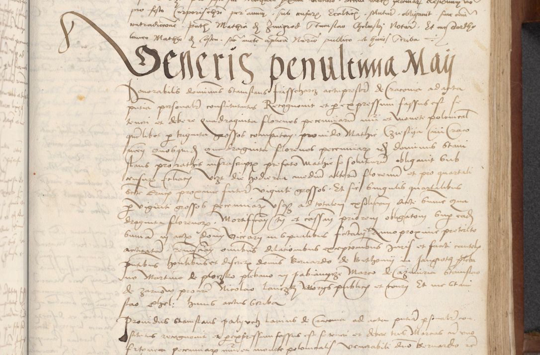 Zdjęcie nr 213 dla obiektu archiwalnego: [Acta] obligationum coram reverendo patre domino Thoma Rosnowsky canonico et offi[ciali C]racoviensi generali [a]d annum Domini 1514, [ind]itione secunda, pontificatus sanctissimi in Christo patris domini nostro domini Leonis divina providencia pape decimi moderni. Anno sue sanctitatis aduc ad 19 Marcii [...] primo secundis fatibus et felici sidere suum per manu Bronislaidis telluris Ursonici recipiunt et dii faveant ceptis
