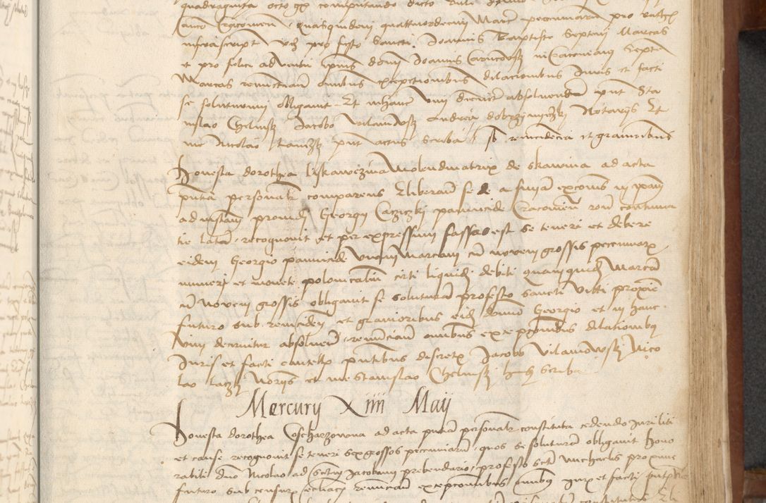 Zdjęcie nr 207 dla obiektu archiwalnego: [Acta] obligationum coram reverendo patre domino Thoma Rosnowsky canonico et offi[ciali C]racoviensi generali [a]d annum Domini 1514, [ind]itione secunda, pontificatus sanctissimi in Christo patris domini nostro domini Leonis divina providencia pape decimi moderni. Anno sue sanctitatis aduc ad 19 Marcii [...] primo secundis fatibus et felici sidere suum per manu Bronislaidis telluris Ursonici recipiunt et dii faveant ceptis