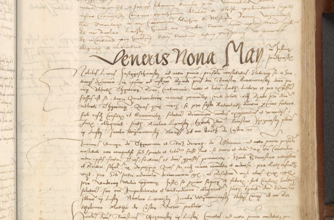 Zdjęcie nr 205 dla obiektu archiwalnego: [Acta] obligationum coram reverendo patre domino Thoma Rosnowsky canonico et offi[ciali C]racoviensi generali [a]d annum Domini 1514, [ind]itione secunda, pontificatus sanctissimi in Christo patris domini nostro domini Leonis divina providencia pape decimi moderni. Anno sue sanctitatis aduc ad 19 Marcii [...] primo secundis fatibus et felici sidere suum per manu Bronislaidis telluris Ursonici recipiunt et dii faveant ceptis