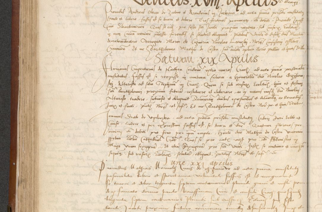 Zdjęcie nr 200 dla obiektu archiwalnego: [Acta] obligationum coram reverendo patre domino Thoma Rosnowsky canonico et offi[ciali C]racoviensi generali [a]d annum Domini 1514, [ind]itione secunda, pontificatus sanctissimi in Christo patris domini nostro domini Leonis divina providencia pape decimi moderni. Anno sue sanctitatis aduc ad 19 Marcii [...] primo secundis fatibus et felici sidere suum per manu Bronislaidis telluris Ursonici recipiunt et dii faveant ceptis
