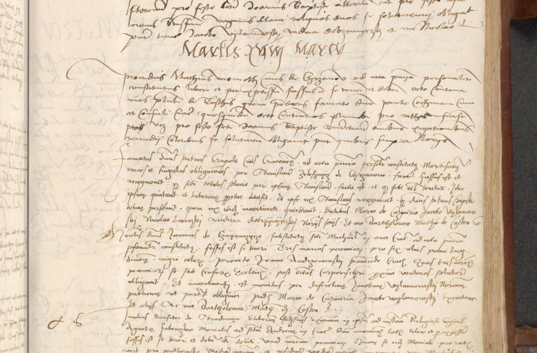 Zdjęcie nr 189 dla obiektu archiwalnego: [Acta] obligationum coram reverendo patre domino Thoma Rosnowsky canonico et offi[ciali C]racoviensi generali [a]d annum Domini 1514, [ind]itione secunda, pontificatus sanctissimi in Christo patris domini nostro domini Leonis divina providencia pape decimi moderni. Anno sue sanctitatis aduc ad 19 Marcii [...] primo secundis fatibus et felici sidere suum per manu Bronislaidis telluris Ursonici recipiunt et dii faveant ceptis