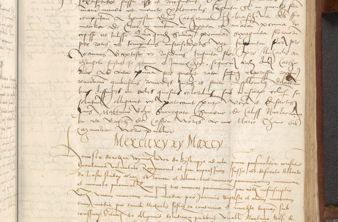 Zdjęcie nr 187 dla obiektu archiwalnego: [Acta] obligationum coram reverendo patre domino Thoma Rosnowsky canonico et offi[ciali C]racoviensi generali [a]d annum Domini 1514, [ind]itione secunda, pontificatus sanctissimi in Christo patris domini nostro domini Leonis divina providencia pape decimi moderni. Anno sue sanctitatis aduc ad 19 Marcii [...] primo secundis fatibus et felici sidere suum per manu Bronislaidis telluris Ursonici recipiunt et dii faveant ceptis