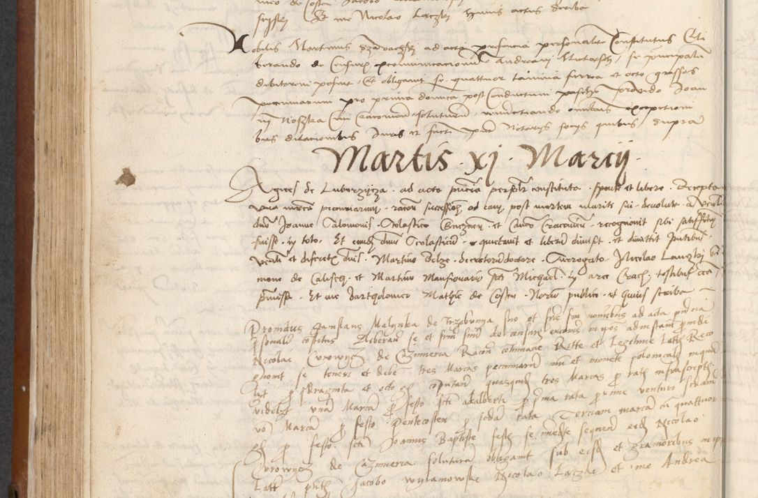 Zdjęcie nr 186 dla obiektu archiwalnego: [Acta] obligationum coram reverendo patre domino Thoma Rosnowsky canonico et offi[ciali C]racoviensi generali [a]d annum Domini 1514, [ind]itione secunda, pontificatus sanctissimi in Christo patris domini nostro domini Leonis divina providencia pape decimi moderni. Anno sue sanctitatis aduc ad 19 Marcii [...] primo secundis fatibus et felici sidere suum per manu Bronislaidis telluris Ursonici recipiunt et dii faveant ceptis