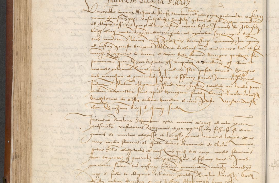 Zdjęcie nr 184 dla obiektu archiwalnego: [Acta] obligationum coram reverendo patre domino Thoma Rosnowsky canonico et offi[ciali C]racoviensi generali [a]d annum Domini 1514, [ind]itione secunda, pontificatus sanctissimi in Christo patris domini nostro domini Leonis divina providencia pape decimi moderni. Anno sue sanctitatis aduc ad 19 Marcii [...] primo secundis fatibus et felici sidere suum per manu Bronislaidis telluris Ursonici recipiunt et dii faveant ceptis