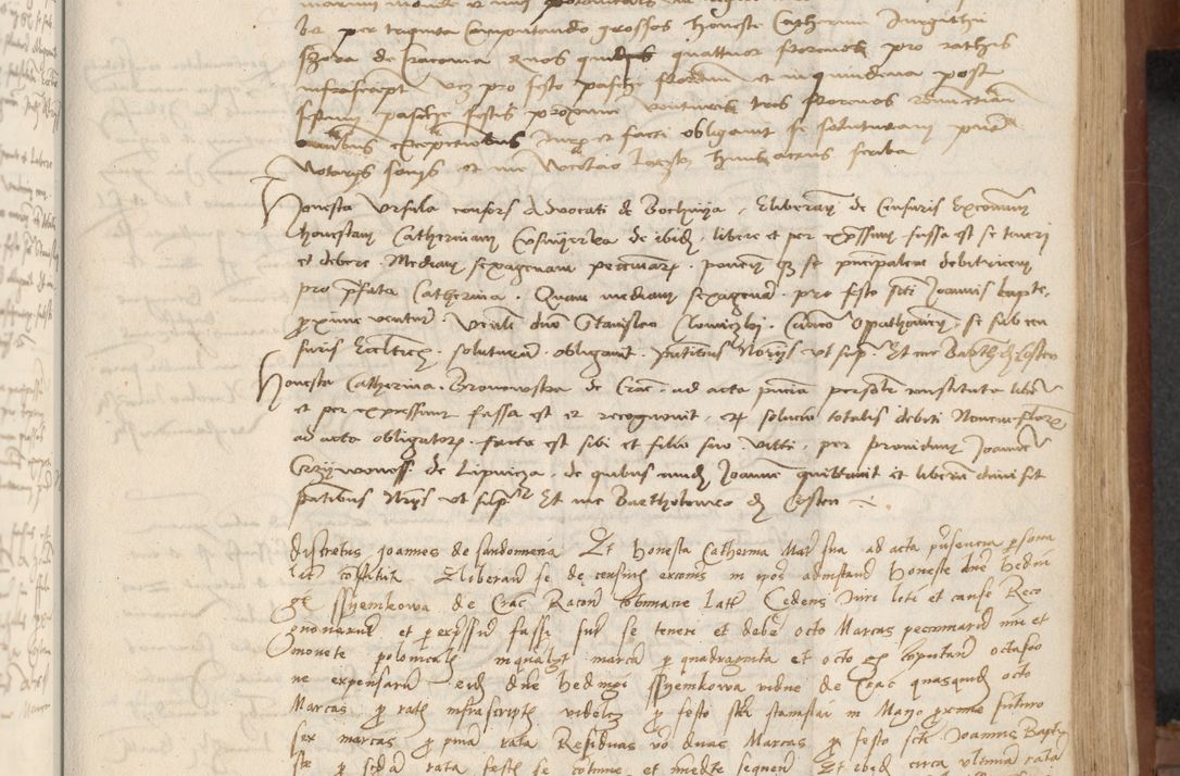 Zdjęcie nr 183 dla obiektu archiwalnego: [Acta] obligationum coram reverendo patre domino Thoma Rosnowsky canonico et offi[ciali C]racoviensi generali [a]d annum Domini 1514, [ind]itione secunda, pontificatus sanctissimi in Christo patris domini nostro domini Leonis divina providencia pape decimi moderni. Anno sue sanctitatis aduc ad 19 Marcii [...] primo secundis fatibus et felici sidere suum per manu Bronislaidis telluris Ursonici recipiunt et dii faveant ceptis