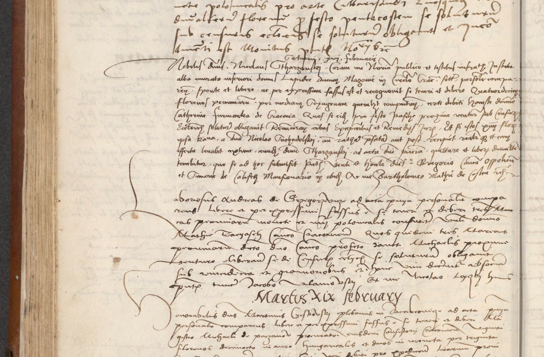 Zdjęcie nr 172 dla obiektu archiwalnego: [Acta] obligationum coram reverendo patre domino Thoma Rosnowsky canonico et offi[ciali C]racoviensi generali [a]d annum Domini 1514, [ind]itione secunda, pontificatus sanctissimi in Christo patris domini nostro domini Leonis divina providencia pape decimi moderni. Anno sue sanctitatis aduc ad 19 Marcii [...] primo secundis fatibus et felici sidere suum per manu Bronislaidis telluris Ursonici recipiunt et dii faveant ceptis